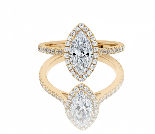 Noble Marquise Ring - 2 Carat Lab Diamond Marquise - Yellow Gold