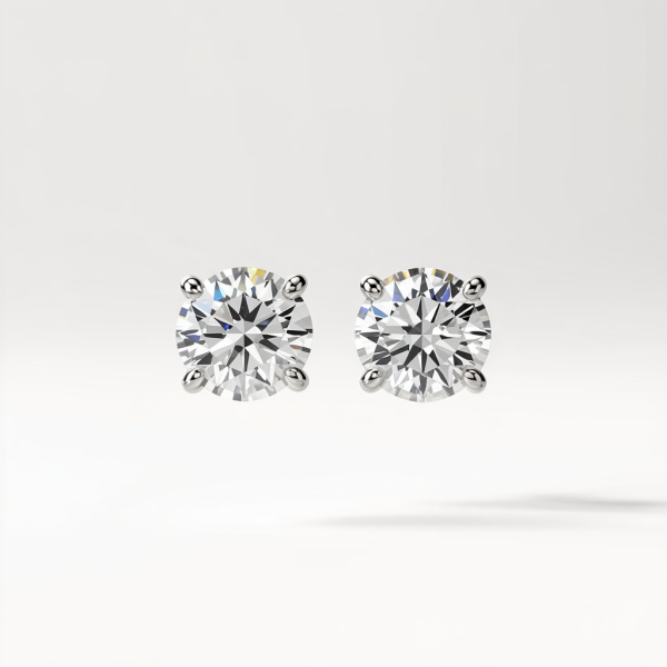 Solitaire Diamond Earrings - 2 Carat Lab Diamonds - 18K White Gold