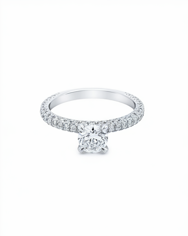 Luxury Pavé Diamond Ring - 1 Carat Lab Diamond with Full Pavé Setting - White Gold