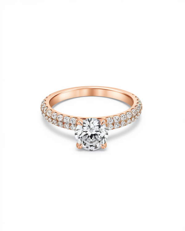 Luxury Pavé Diamond Ring - 1 Carat Lab Diamond with Full Pavé Setting - Rose Gold